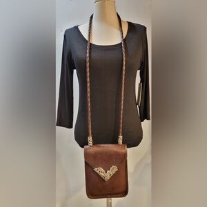 BRIGHTON Vintage brown leather crossbody bag